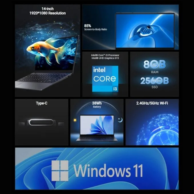 Chuwi Laptop CoreBook 14'' i3-10100Y 8GB RAM + 256GB SSD Windows 11 Pro — image 2