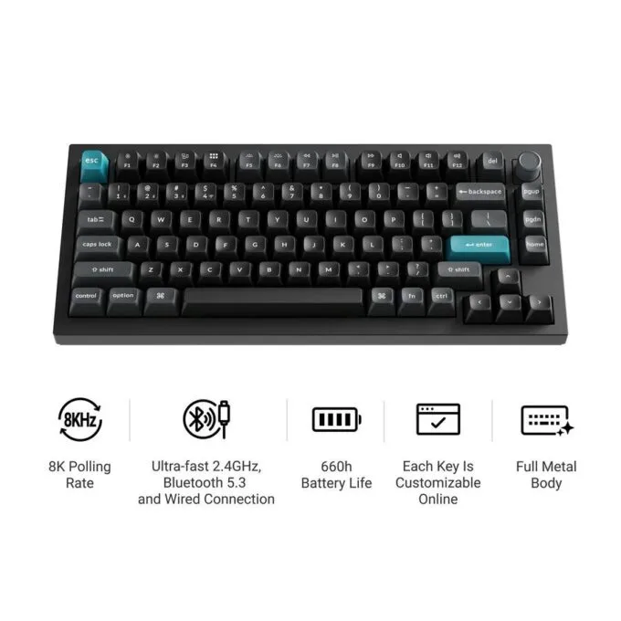 Keychron Q1 Ultra (Q1U-M1) ZMK RGB 8K Wireless Custom Mechanical Keyboard-Red Switch 75% US — image 2