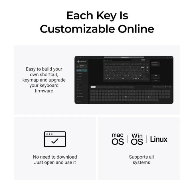 Keychron Q1 Ultra (Q1U-M1) ZMK RGB 8K Wireless Custom Mechanical Keyboard-Red Switch 75% US — image 4
