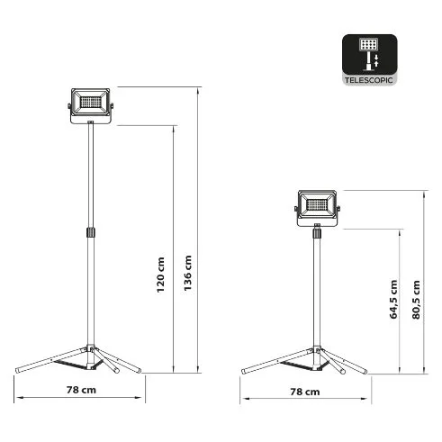 Rexer Floodlight with Tripod Mains Powered 4000k 1 x 50W / 5500 lms RX08050 — image 6