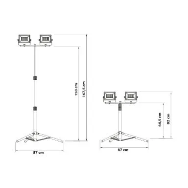 Rexer Floodlight with Tripod Mains Powered 4000k 2 x 50W / 5500 lms RX08052 — image 3