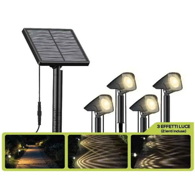 REXER Outdoor Kit 4x IP65 LED Solar Spotlights with Spike & Panel — image 4