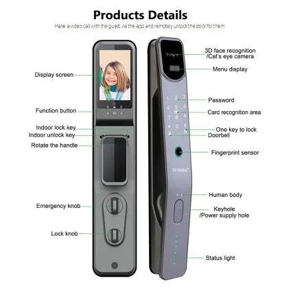 Zudsec Standalone Door Lock Metal with Face/Fingerprint/Key-WiFi — image 2