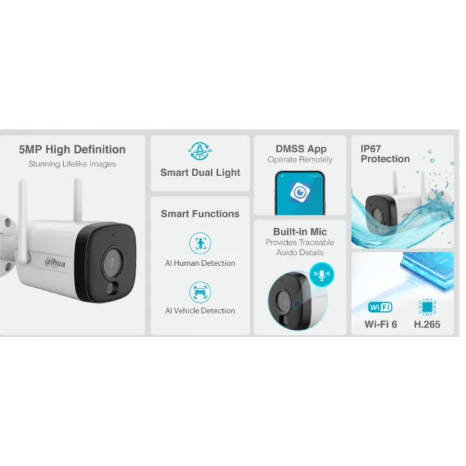 Dahua IP 5.0MP Wifi Bullet 2.8mm Dual Illumination HFW1539DTK1-SAW-IL — image 6