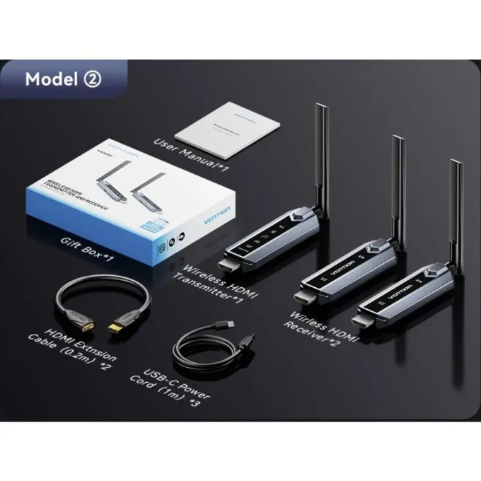 Vention ADPH0-2 Full HD Wireless HDMI Kit 1x Transmitter (Source) to 2x Receivers (Displays) — image 12