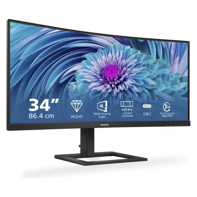 Philips 34B2U3600C/00 - 34-inch Curved WQHD Business Monitor VA 3440x1440 100Hz HDMI 120Hz DP USB-C 90W 4ms 300cd/m2 Speakers USB Hub Height Adjustable — image 2