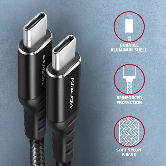 BUCM-CM30AB USB-C cable - USB-C 2.0, 3m, PD 60W, 3A, ALU, braid, Black — image 3