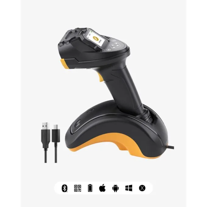 Inatech Barcode Scanner CMOS+CCD 1D/2D Wireless 2.4GHz/Bluetooth USB-A 2600mAh Display Screen Smart Charging Base N6001 Black — image 10