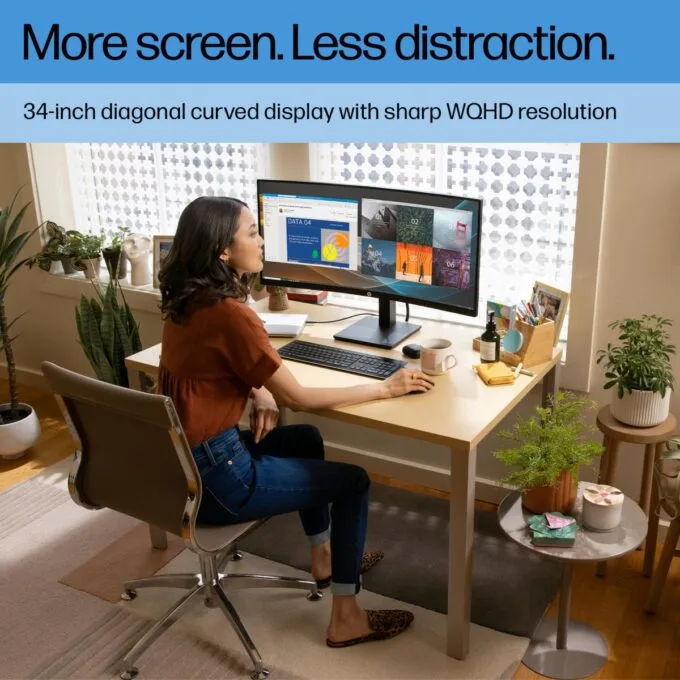 HP P34hc G4 - 34-inch WQHD Curved VA Monitor with USB-C PD, 100Hz, Speakers, USB Hub - 21Y56AA — image 9
