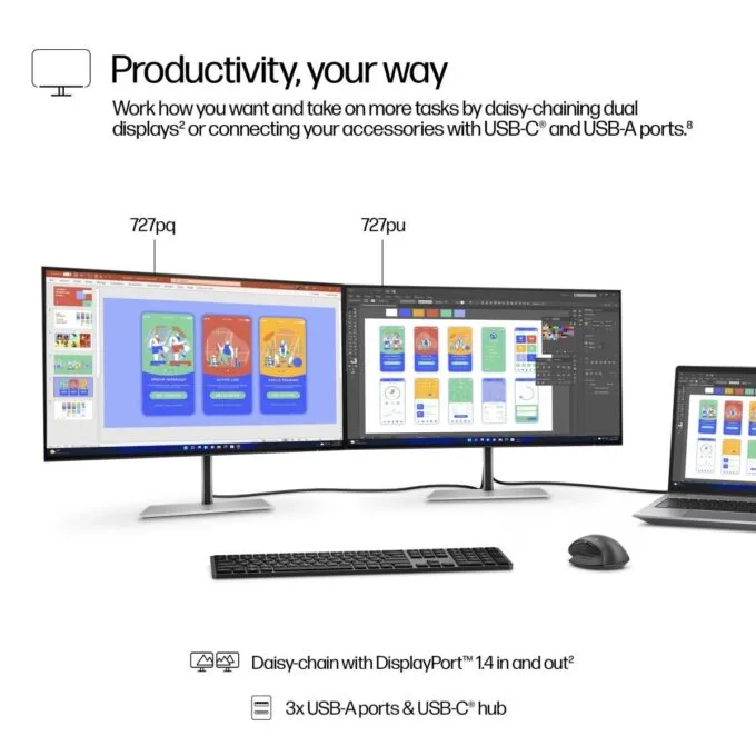 HP Series 7 Pro 727PQ 27-inch QHD Business Monitor – IPS Black, 120Hz, 400 nits, AMD FreeSync Premium, USB-C/HDMI/DP, Height Adjustable — image 7