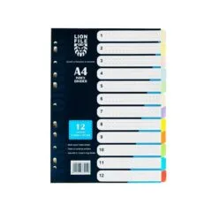 LION PAPER INDEX 12 COLOURS TAB 150gsm