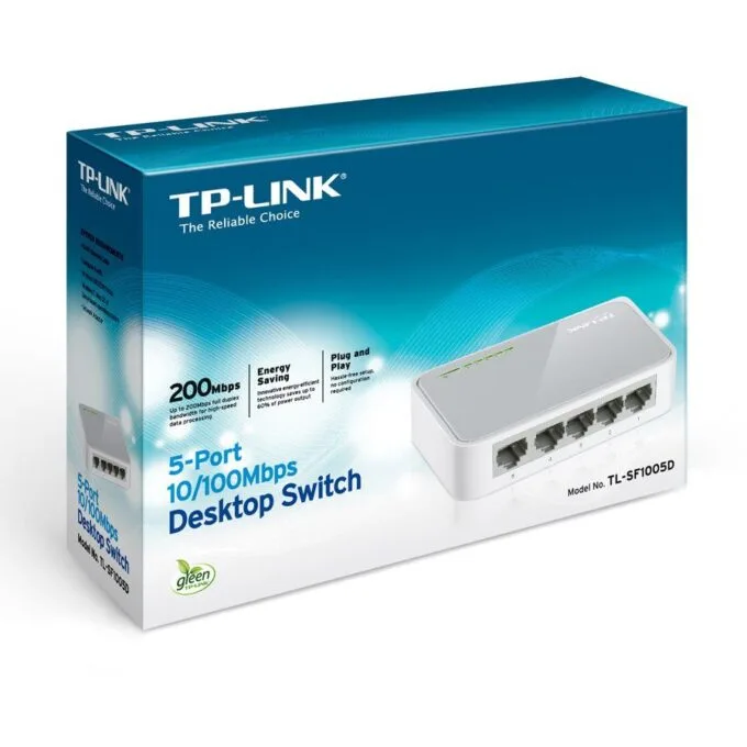 Switch TP-Link TL-SF1005D, 5-Port RJ45 10/100Mbps desktop switch, Fanless, Auto Negotiation/Auto MDI/MDIX, Plastic case — image 3