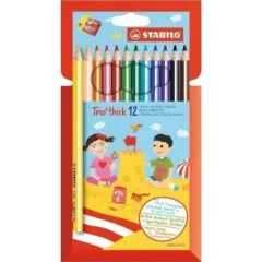 STABILO TRIO THICK PENCIL BOX OF 12 PCS WITH SHARPENER