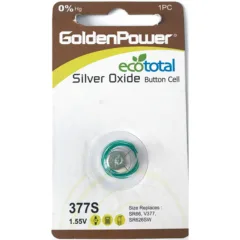 1PC/CARD GOLDEN POWER 1.55V SILVER OXIDE BUTTON SR66 377