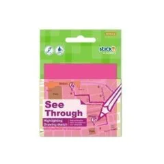 STICK N CLEARNOTE 79X76MM PINK