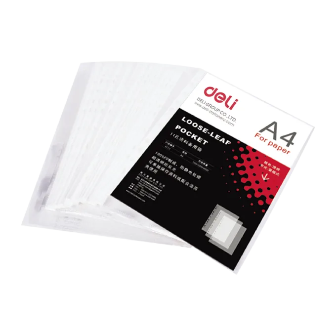 DELI 11-HOLE SHEET PROTECTOR A4 0.035MM 20PK — image 1