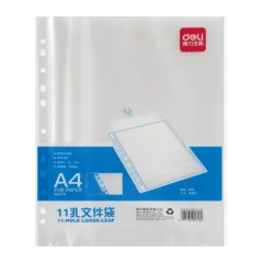 DELI 11-HOLE SHEET PROTECTOR A4 0.05MM 20PK