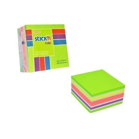 STICK N 76X76mm 400SHEETS/CUBE NEON & PASTEL MIXED — image 1