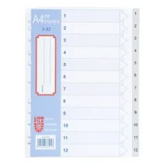 LION: A4 PLASTIC 0.13mm DIVIDER 1-12