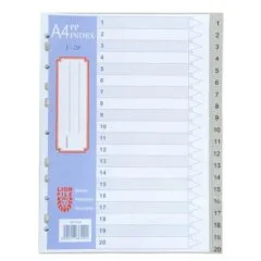 LION: A4 PLASTIC 0.13mm DIVIDER 1-20