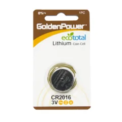 1PC/CARD GOLDEN POWER 3V LITHIUM BUTTON CR2016