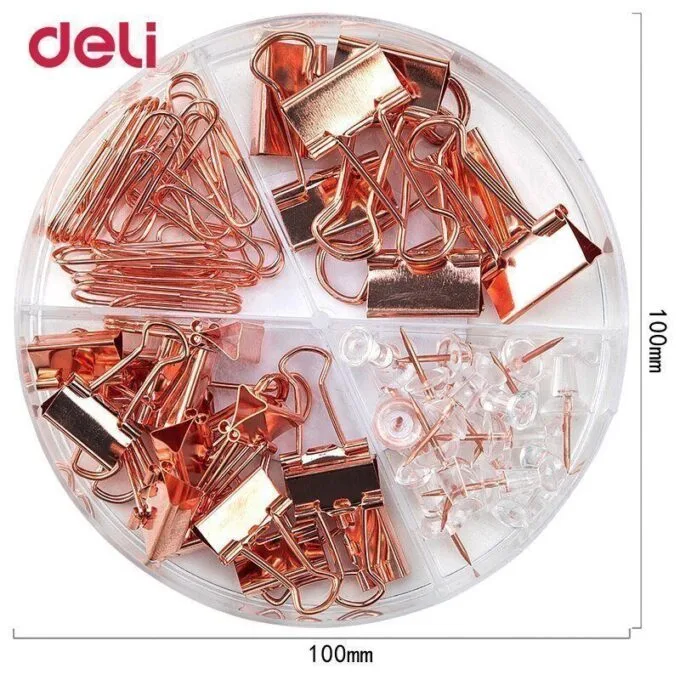 DELI STATIONERY SET - ROSE GOLD - THUMB TACK / PUSH PIN / PIN SET — image 1