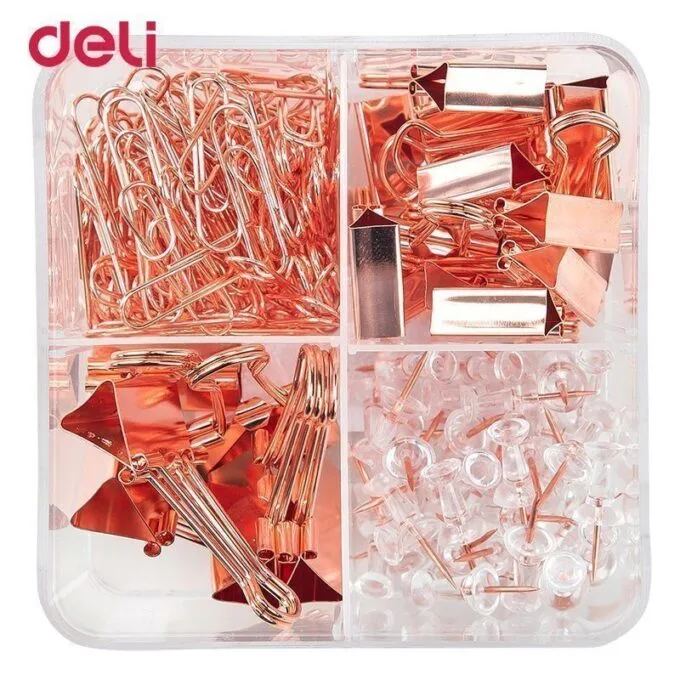 DELI STATIONERY SET - ROSE GOLD - THUMB TACK / PUSH PIN / PIN SET — image 1