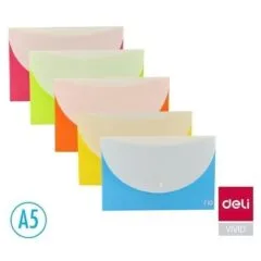 DELI RIO 2P FILE BAG SNAP A5 5C - ASSORTED COLOURS