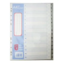 LION: A4 PLASTIC DIVIDER 1-15
