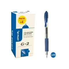 PILOT G2 - GEL INK ROLLER - VALUE PACK BOX X 20 - FINE 0.5 MM - BLUE