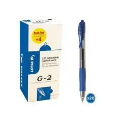 PILOT G2 - GEL INK ROLLER - VALUE PACK BOX X 20 - MEDIUM 0.7 MM - BLUE