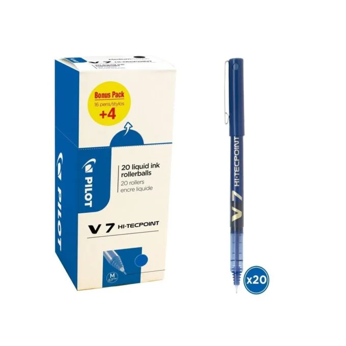 PILOT V7 - LIQUID INK ROLLERBALL - VALUE PACK BOX X 20 - 0.7 MM - BLUE — image 1