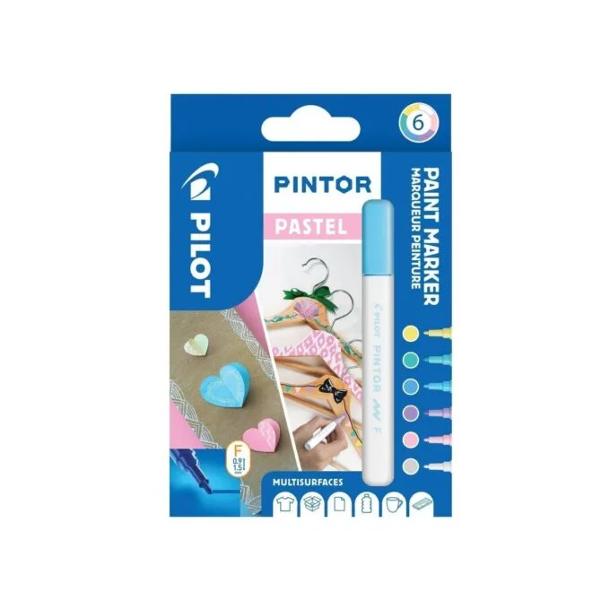 PILOT PINTOR - WALLET PASTEL MIX -X 6- FINE - BLUE YELLOW VIOLET GREEN PINK WHITE — image 1