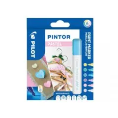 PILOT PINTOR - WALLET PASTEL MIX -X 6- MEDIUM - BLUE YELLOW VIOLET GREEN PINK WHITE