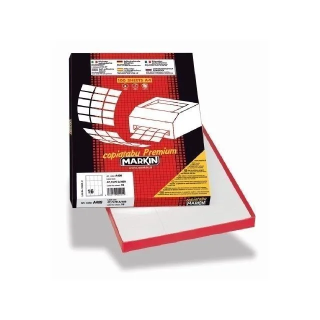 MARKIN A4 210X297MM 100 SHEETS BOX WHITE LABELS - 85MM DIAMETER ROUND LABELS — image 1