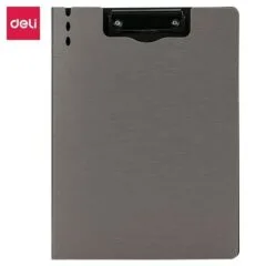 DELI METALLIC BRUSHED FOAM PP CLIPBOARD A4 GRAY VERTICAL