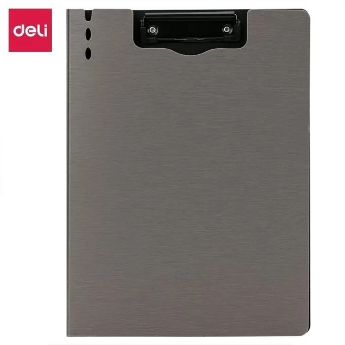 DELI METALLIC BRUSHED FOAM PP CLIPBOARD A4 GRAY VERTICAL — image 1
