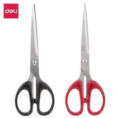 DELI PP STAINLESS STEEL SCISSORS 180MM,BLACK, RED ASST.