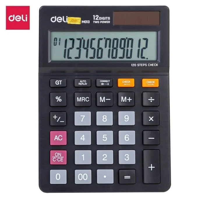 DELI DESK CALCULATOR PLASTIC-12 DIGITS - 120 STEPS CHECK - 149*104*26.6MM — image 1