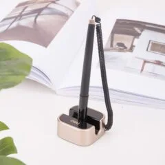DELI DESK PEN STAND GEL PEN PERMANENT FOAM ADHESIVE ON BASE - TRANSPARENT FINISHING BASE - 0.7MM BLACK