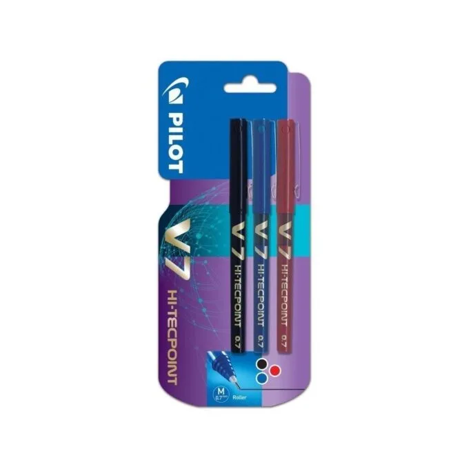 PILOT BLISTER 3 HI-TEC POINT 0.7MM V7 BLACK/BLUE/RED — image 1