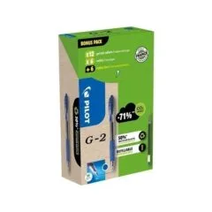 PILOT G2 - GREENPACK - 12 PENS + 12 REFILLS - BLUE - 0.7 MM