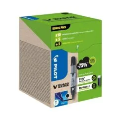 PILOT VBM - GREENPACK - VBOARD MASTER MARKER + 10 REFILLS - BLACK - MEDIUM BULLET TIP