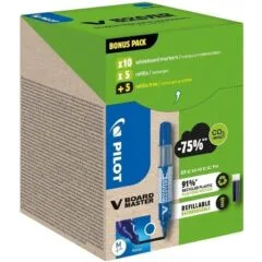 PILOT VBM - GREENPACK - VBOARD MASTER MARKER + 10 REFILLS - BLUE - MEDIUM BULLET TIP