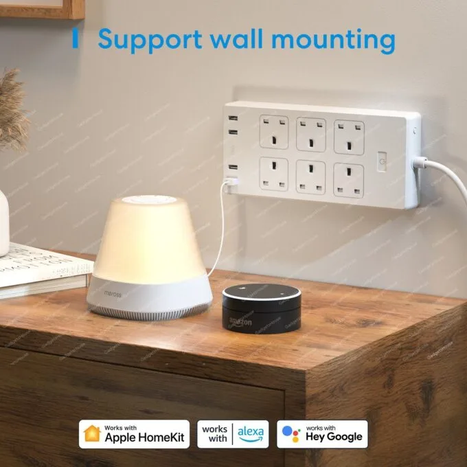 Meross MSS426HK-UK Smart WiFi Power Strip - 6 AC Outlets + 4 USB Ports, 16A, UK Type G Plug, HomeKit/Alexa/Google Compatible — image 3