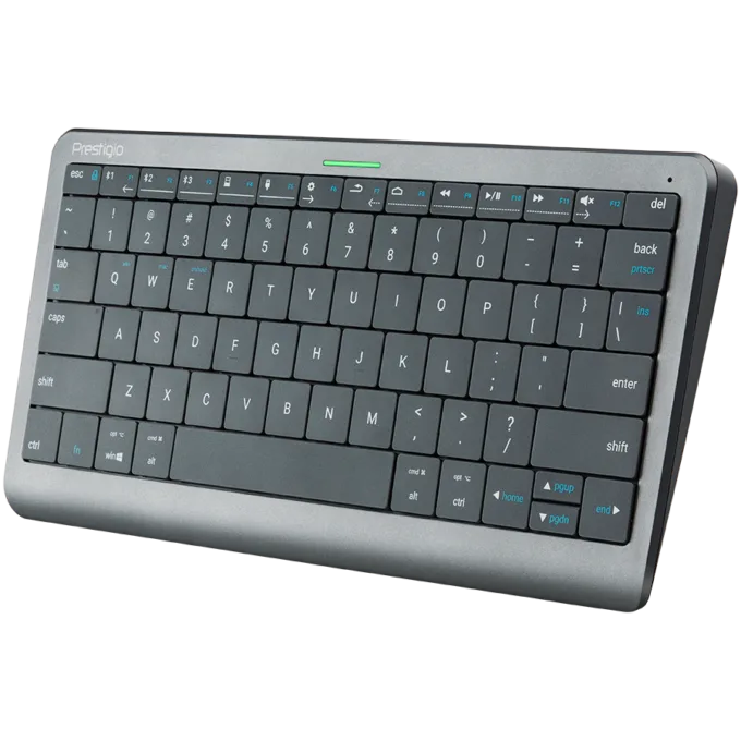 Click&Touch, wireless multimedia keyboard for Smart-TV with touchpad embedded into keys, auto-switch between keyboard and touchpad, connect to 5 devices via Bluetooth, USB dongle and Type-C, LED status indicators, built-in battery, space grey color — image 3