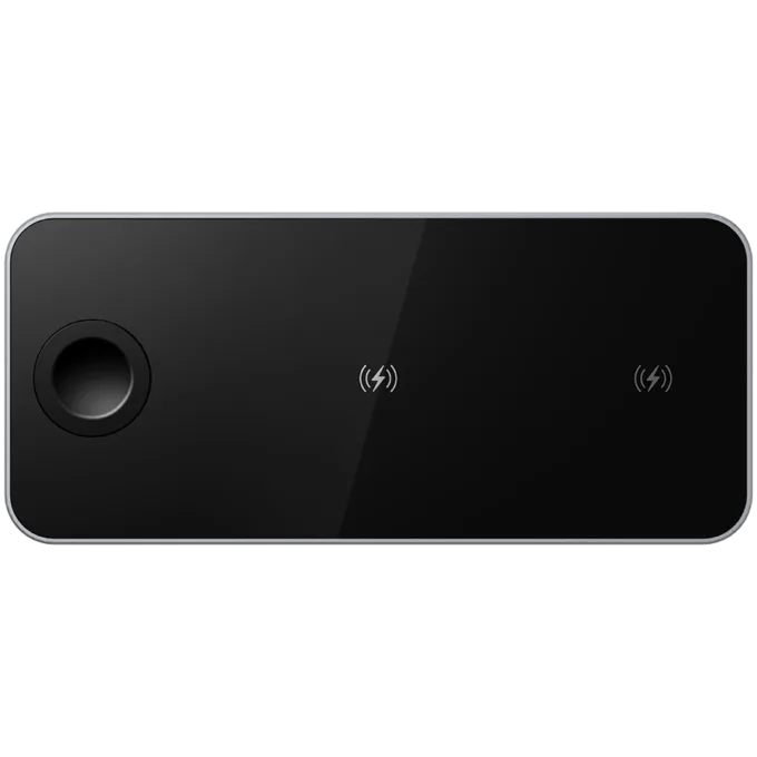 Prestigio ReVolt A5, 3-in-1 wireless charging station for iPhone, Apple Watch, AirPods, wilreless output for phone 7.5W/10W, wireless output for AirPods 5W, wireless output for Apple Watch 2.5W, material: aluminum+tempered glass, black+space grey color. — image 2