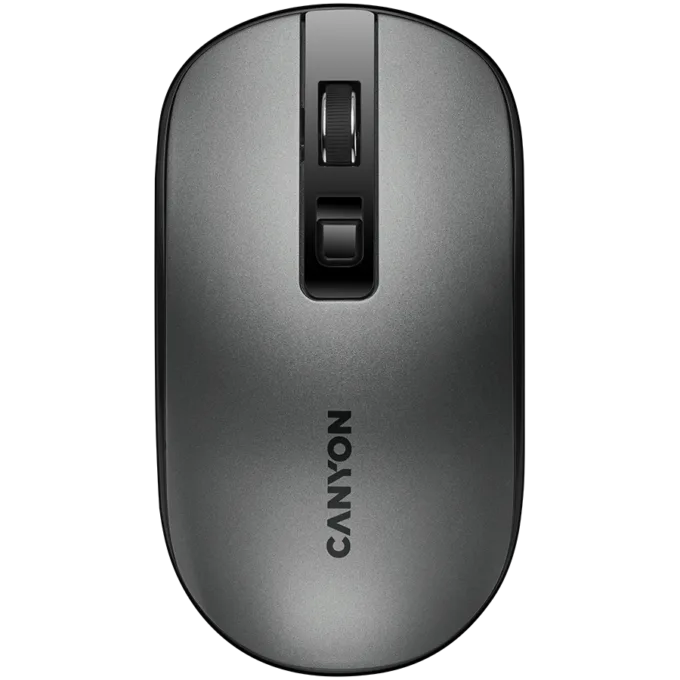 CANYON MW-18, 2.4GHz Wireless Rechargeable Mouse with Pixart sensor, 4keys, Silent switch for right/left keys,DPI: 800/1200/1600, Max. usage 50 hours for one time full charged, 300mAh Li-poly battery, Dark grey, cable length 0.6m, 116.4*63.3*32.3mm, 0.075kg — image 1