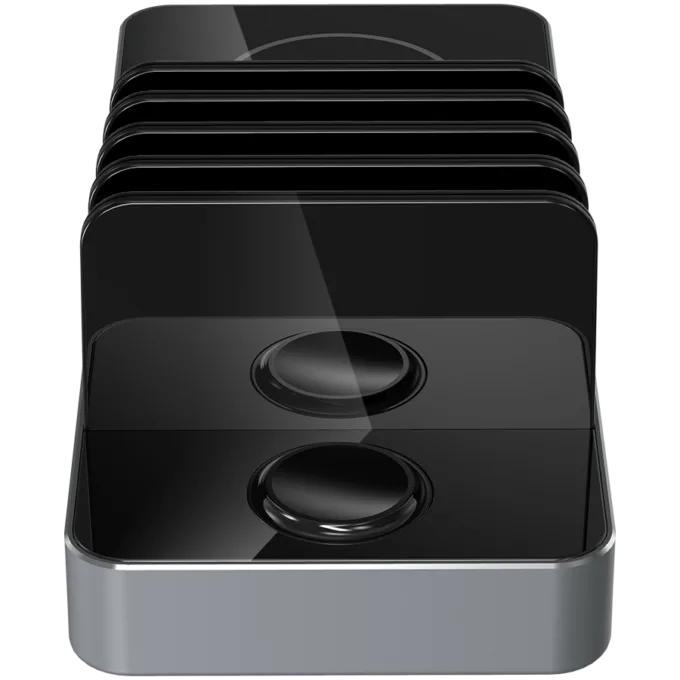 Prestigio ReVolt A6, 6-in-1 charger; 2 wireless interfaces: for all gadgets that support Qi wireless charging standard 5W/7.5W/10W and for Apple Watch 2.5W, 2*Type-C 18W(PD); 2*USB: 18W(QC3.0), black+space grey color. — image 6