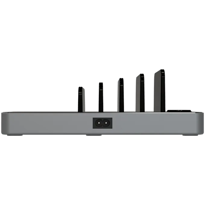 Prestigio ReVolt A6, 6-in-1 charger; 2 wireless interfaces: for all gadgets that support Qi wireless charging standard 5W/7.5W/10W and for Apple Watch 2.5W, 2*Type-C 18W(PD); 2*USB: 18W(QC3.0), black+space grey color. — image 9